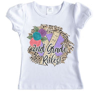 Leopard Grade Rules Back to School Shirt - Sew Lucky Embroidery