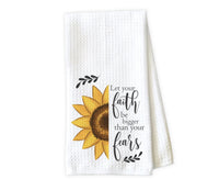 Let Your Faith Be Bigger Than Your Fears Kitchen Towel - Waffle Weave Towel - Microfiber Towel - Kitchen Decor - House Warming Gift - Sew Lucky Embroidery