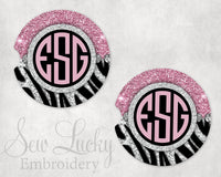 Light Pink Zebra Frame Sandstone Car Coasters - Sew Lucky Embroidery