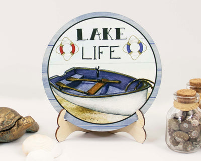 Lake Life Boat Tier Tray Sign and Stand