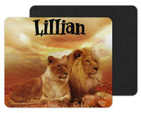 Lions in Safari Custom Personalized Mouse Pad - Sew Lucky Embroidery