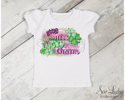 Little Miss Lucky Charm Girls Shirt - Sew Lucky Embroidery