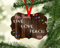 Live Love Teach Tree Ornament - Sew Lucky Embroidery