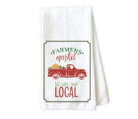 Local Farmers Market Kitchen Towel - Waffle Weave Towel - Microfiber Towel - Kitchen Decor - House Warming Gift - Sew Lucky Embroidery