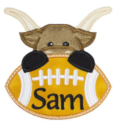 Longhorn Bull Football Personalized Sew or Iron on Embroidered Patch