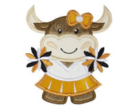 Longhorn Cow Cheerleader Football Patch - Sew Lucky Embroidery