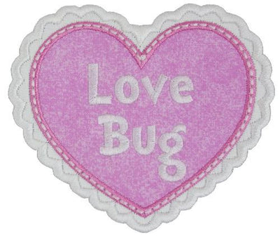 Love Bug Heart Sew or Iron on Embroidered Patch