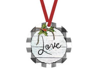 Love Gray Buffalo Plaid Christmas Ornament - Sew Lucky Embroidery