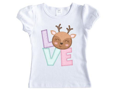 Love Reindeer Girls Christmas Shirt