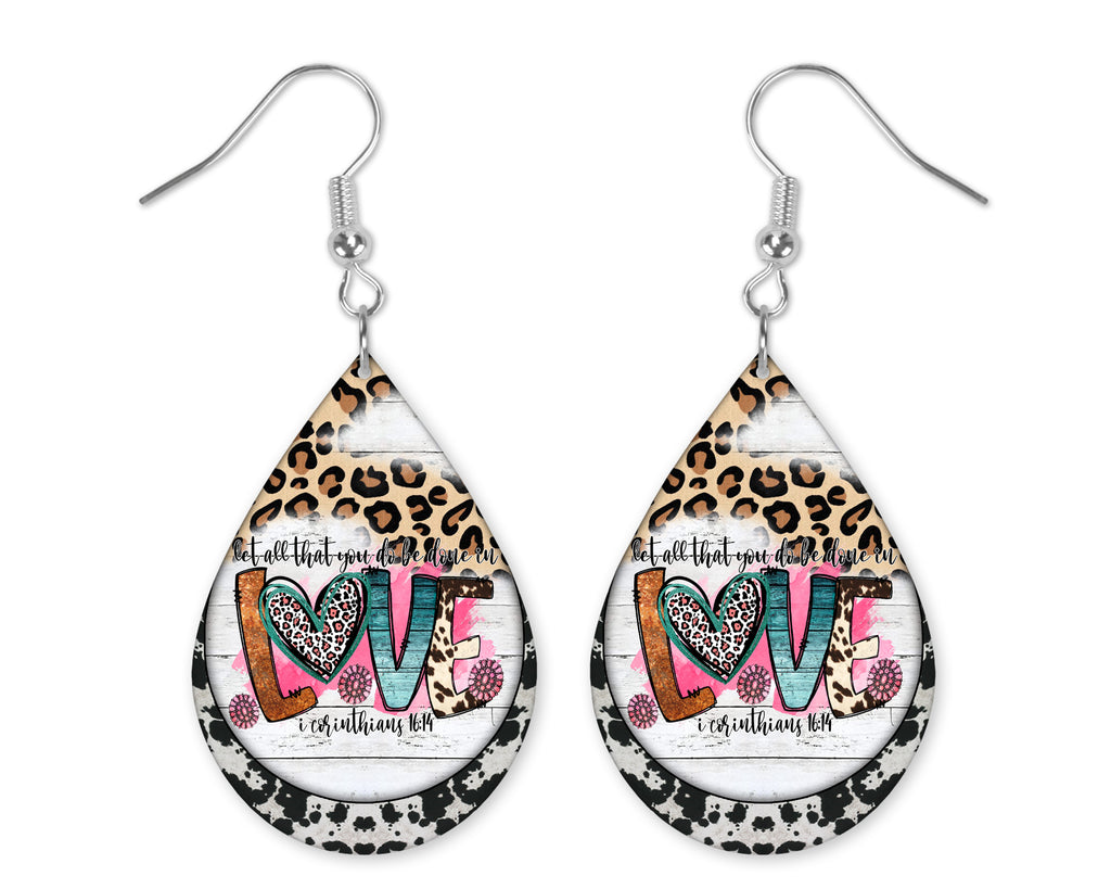 Love 1st Corinthians 16:14 Earrings - Sew Lucky Embroidery