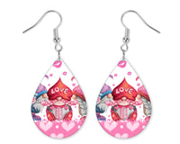Love Gnome Teardrop Earrings - Sew Lucky Embroidery
