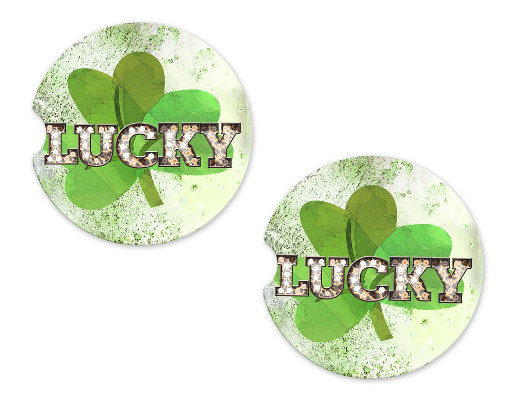 Lucky Clover Sandstone Car Coasters - Sew Lucky Embroidery
