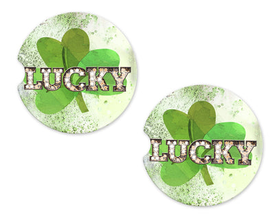 Lucky Clover Sandstone Car Coasters (Set of Two)