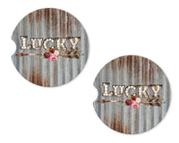 Lucky Metal Arrow Sandstone Car Coasters - Sew Lucky Embroidery