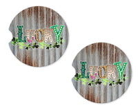 Lucky Metal Clovers Sandstone Car Coasters - Sew Lucky Embroidery