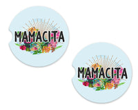 Mamacita Sandstone Car Coasters - Sew Lucky Embroidery