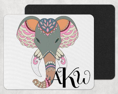 Mandala Elephant Custom Monogram Mouse Pad