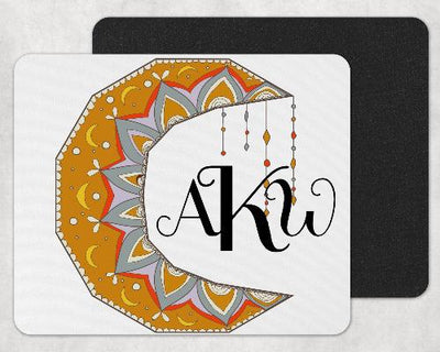 Mandala Moon Custom Monogrammed Mouse Pad