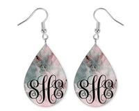 Marble Mystic Monogrammed Teardrop Earrings