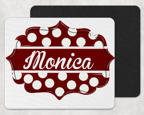 Maroon and White Custom Personalized Mouse Pad - Sew Lucky Embroidery
