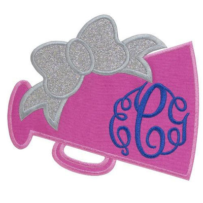 Pink Megaphone Monogram Sew or Iron on Embroidered Patch