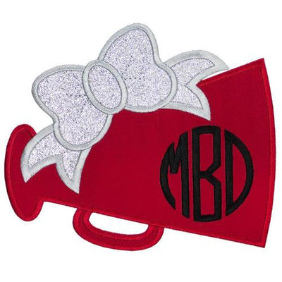 Red Megaphone Monogram Sew or Iron on Embroidered Patch