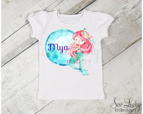 Mermaid Bubble Personalized Shirt - Sew Lucky Embroidery