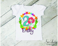 Mermaid Girls Personalized Birthday Shirt - Sew Lucky Embroidery