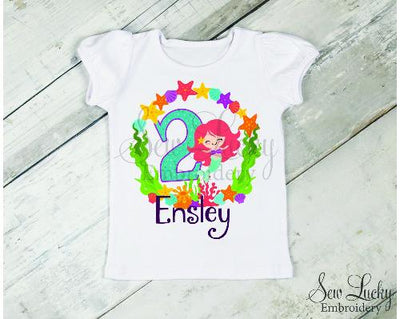 Mermaid Girls Personalized Birthday Shirt