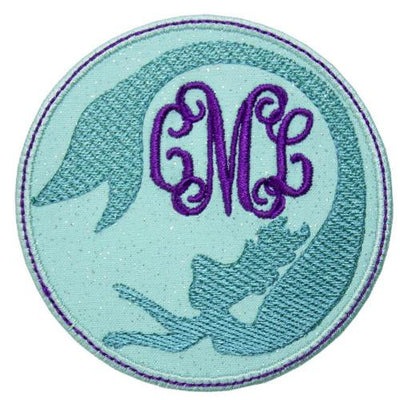 Mermaid Monogrammed Sew or Iron on Embroidered Patch