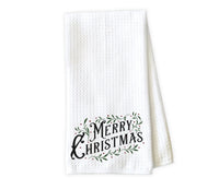 Merry Christmas Kitchen Towel - Waffle Weave Towel - Microfiber Towel - Kitchen Decor - House Warming Gift - Sew Lucky Embroidery