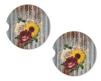 Metal Flowers Sand Stone Car Coasters - Sew Lucky Embroidery
