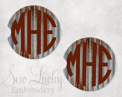 Metal Rust Personalized Sandstone Car Coasters (Set of Two)