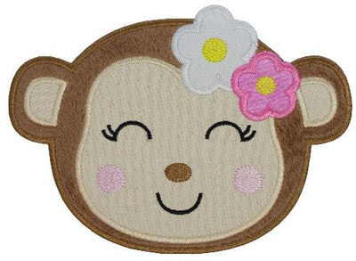 Girl Monkey Sew or Iron on Embroidered Patch