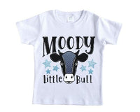 Moody Little Bull Boys Shirt - Sew Lucky Embroidery
