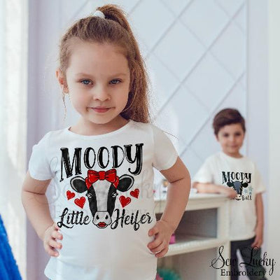 Moody Little Heifer Girls Shirt