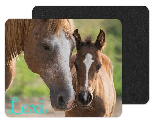 Mother and Baby Horse Custom Personalized Mouse Pad - Sew Lucky Embroidery