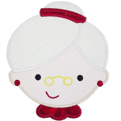 Mrs Claus Face Sew or Iron on Embroidered Patch