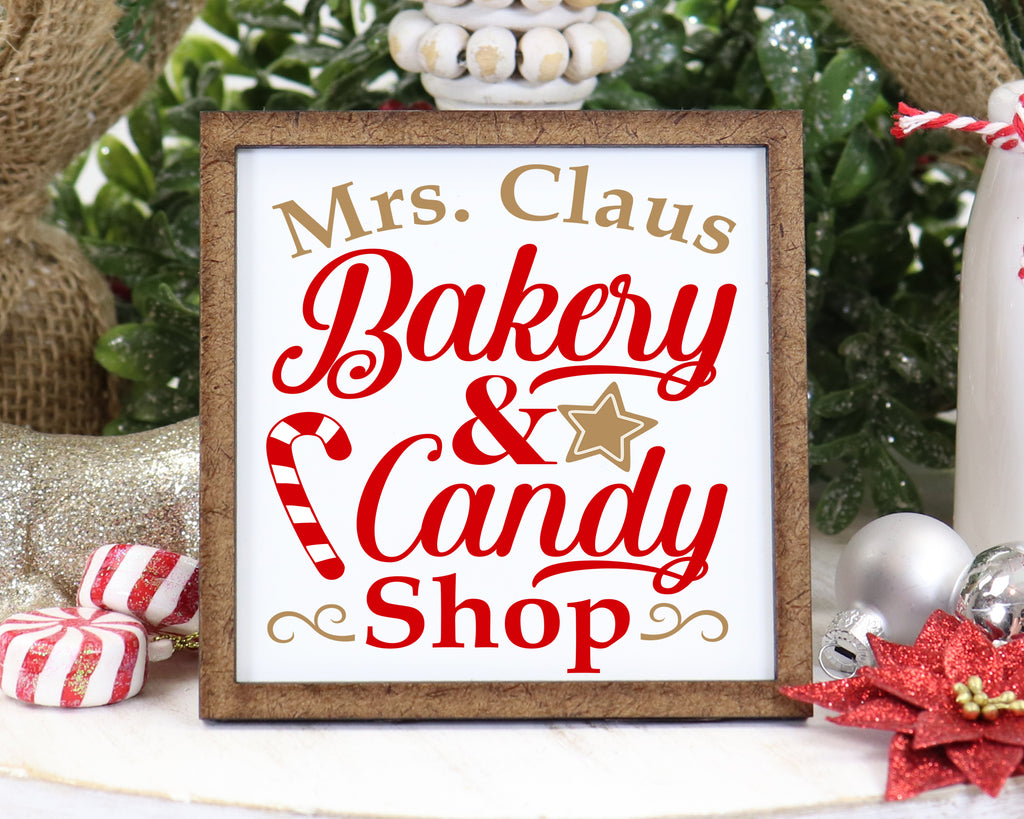 Mrs. Claus Bakery & Candy Shop Tier Tray Sign - Sew Lucky Embroidery