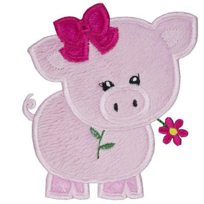 Ms Pig Sew or Iron on Embroidered Patch