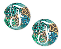 Multi Leopard Print Personalized Sandstone Car Coasters - Sew Lucky Embroidery
