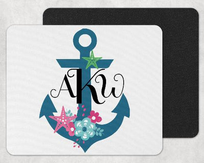 Nautical Ship Anchor Custom Monogram Mouse Pad