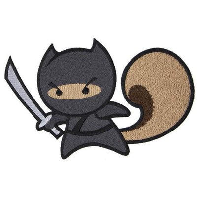 Ninja Squirrel Sew or Iron on Embroidered Patch