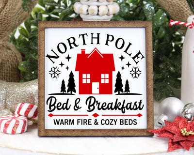 North Pole Bed & Breakfast Tier Tray Sign