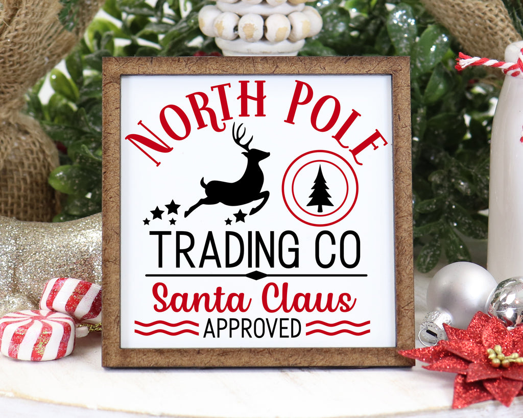 North Pole Trading Co Christmas Tier Tray Sign - Sew Lucky Embroidery