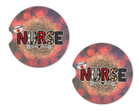 Nurse Red Sandstone Car Coasters - Sew Lucky Embroidery