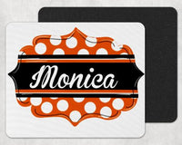 Orange and Black Custom Personalized Mouse Pad - Sew Lucky Embroidery