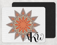 Orange Mandala Custom Monogram Mouse Pad - Sew Lucky Embroidery