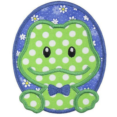 Oval Boy Frog Sew or Iron on Embroidered Patch