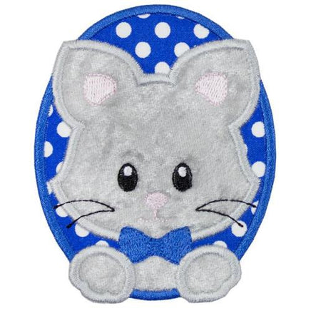 Oval Boy Kitty Patch - Sew Lucky Embroidery